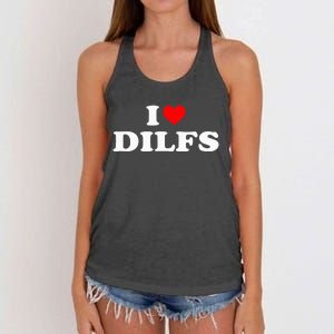 Funny I Love Dilfs I Heart Dilfs Red Heart Cool Women's Knotted Racerback Tank