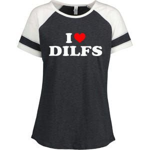 Funny I Love Dilfs I Heart Dilfs Red Heart Cool Enza Ladies Jersey Colorblock Tee