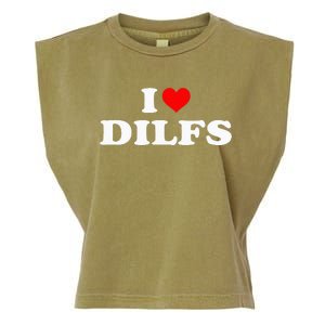 Funny I Love Dilfs I Heart Dilfs Red Heart Cool Garment-Dyed Women's Muscle Tee