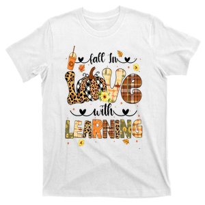 Fall In Love With Learning Thanksgiving Leopard Teacher  T-Shirt