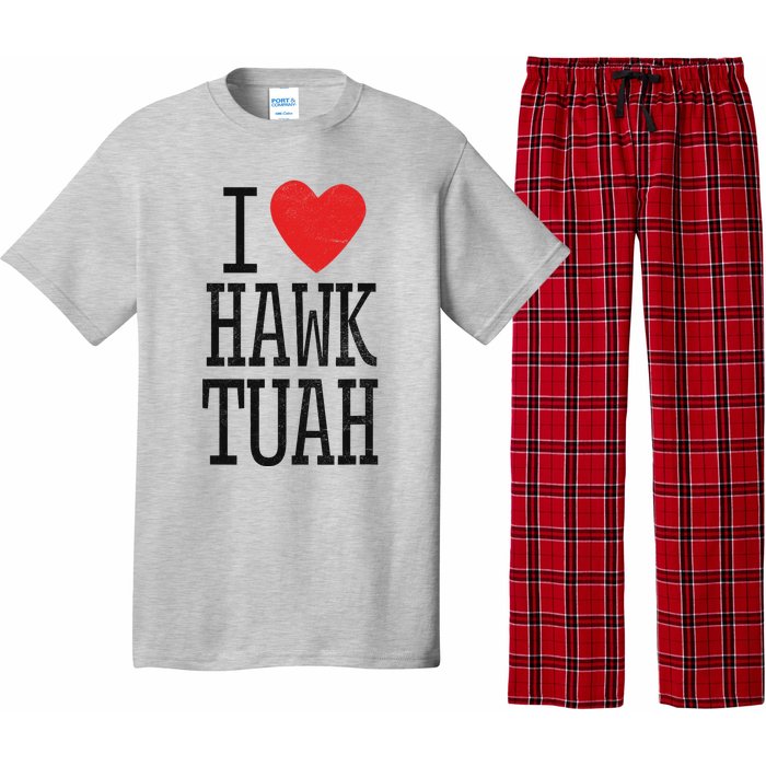 Funny I Love Hawk Tuah Heart Guy Spit Joke Wet That Thang Pajama Set