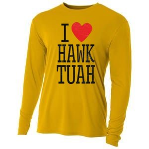 Funny I Love Hawk Tuah Heart Guy Spit Joke Wet That Thang Cooling Performance Long Sleeve Crew