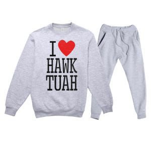 Funny I Love Hawk Tuah Heart Guy Spit Joke Wet That Thang Premium Crewneck Sweatsuit Set