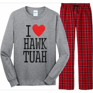 Funny I Love Hawk Tuah Heart Guy Spit Joke Wet That Thang Long Sleeve Pajama Set