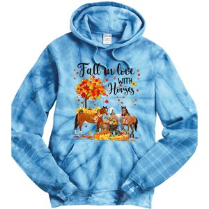 Fall In Love With Horses Autumn Fall Love Horse Thanksgiving Tie Dye Hoodie