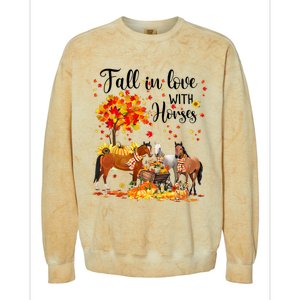 Fall In Love With Horses Autumn Fall Love Horse Thanksgiving Colorblast Crewneck Sweatshirt