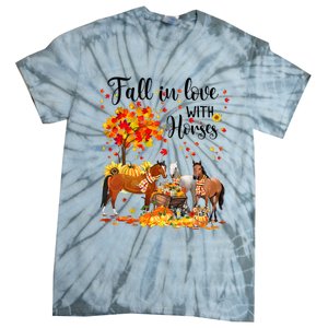 Fall In Love With Horses Autumn Fall Love Horse Thanksgiving Tie-Dye T-Shirt