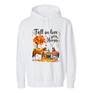 Fall In Love With Horses Autumn Fall Love Horse Thanksgiving Garment-Dyed Fleece Hoodie