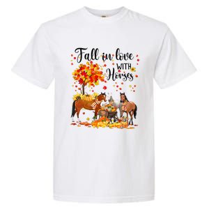 Fall In Love With Horses Autumn Fall Love Horse Thanksgiving Garment-Dyed Heavyweight T-Shirt