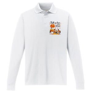 Fall In Love With Horses Autumn Fall Love Horse Thanksgiving Performance Long Sleeve Polo