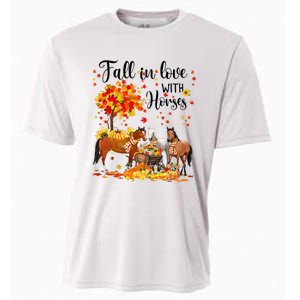 Fall In Love With Horses Autumn Fall Love Horse Thanksgiving Cooling Performance Crew T-Shirt