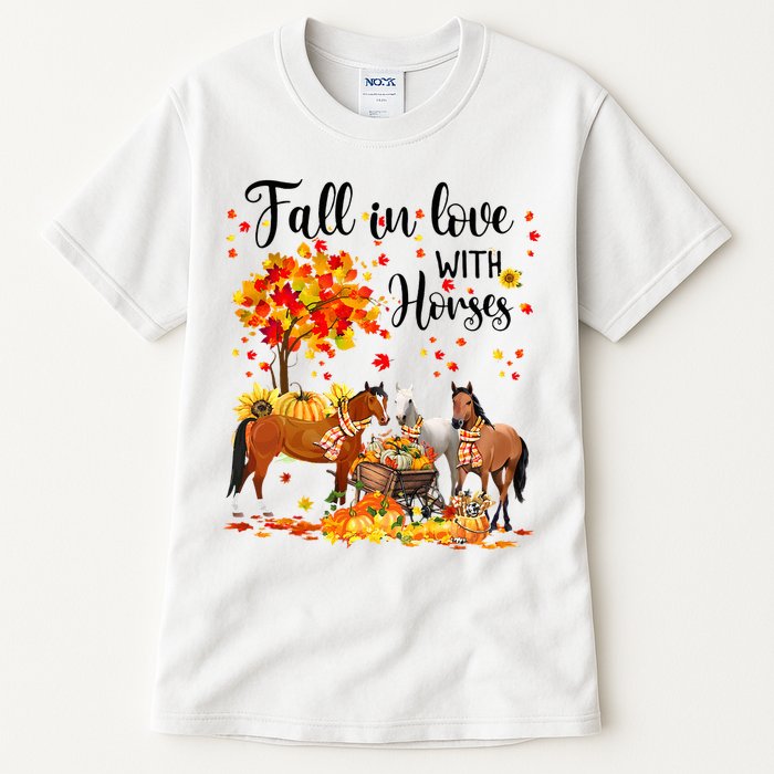 Fall In Love With Horses Autumn Fall Love Horse Thanksgiving Tall T-Shirt