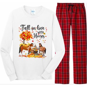 Fall In Love With Horses Autumn Fall Love Horse Thanksgiving Long Sleeve Pajama Set