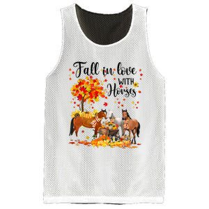 Fall In Love With Horses Autumn Fall Love Horse Thanksgiving Mesh Reversible Basketball Jersey Tank