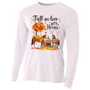 Fall In Love With Horses Autumn Fall Love Horse Thanksgiving Cooling Performance Long Sleeve Crew