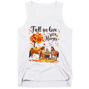 Fall In Love With Horses Autumn Fall Love Horse Thanksgiving Tank Top