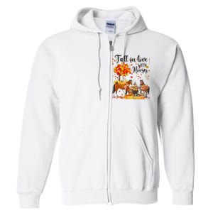 Fall In Love With Horses Autumn Fall Love Horse Thanksgiving Full Zip Hoodie