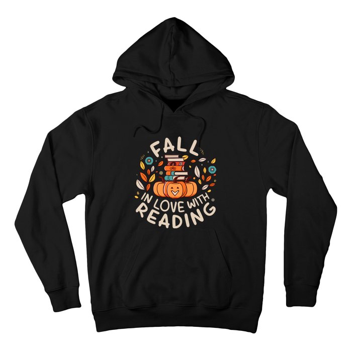 Fall In Love With Reading Book Autumn Pumpkins And Teachers Hoodie