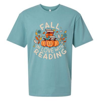 Fall In Love With Reading Book Autumn Pumpkins And Teachers Sueded Cloud Jersey T-Shirt