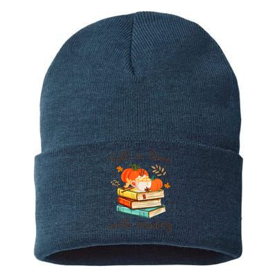 Fall In Love With Reading Book Autumn Pumpkins And Teachers Sustainable Knit Beanie