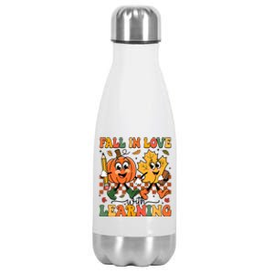 Fall In Love With Learning Thanksgiving Teacher Student Stainless Steel Insulated Water Bottle