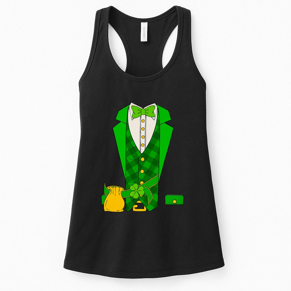 Funny Irish Leprechaun Costume Suit Tuxedo St. Patrick's Day Womens Tank Top