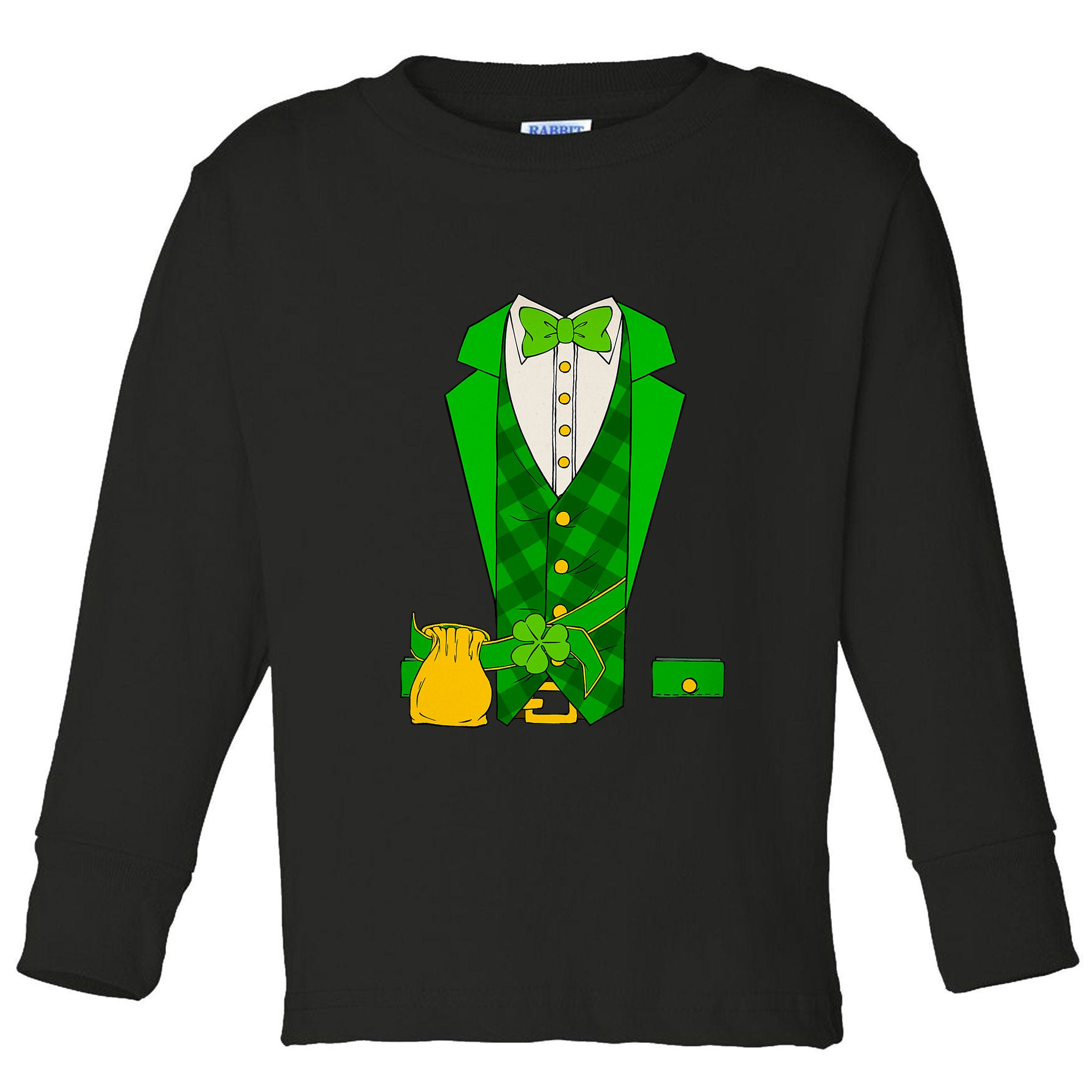 Funny Irish Leprechaun Costume Suit Tuxedo St. Patrick's Day Toddler Long Sleeve Shirt