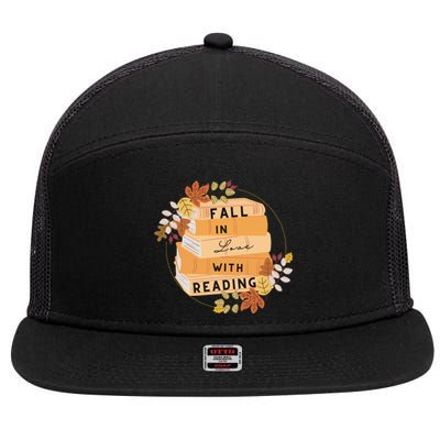 Fall In Love With Reading Book Lover 7 Panel Mesh Trucker Snapback Hat