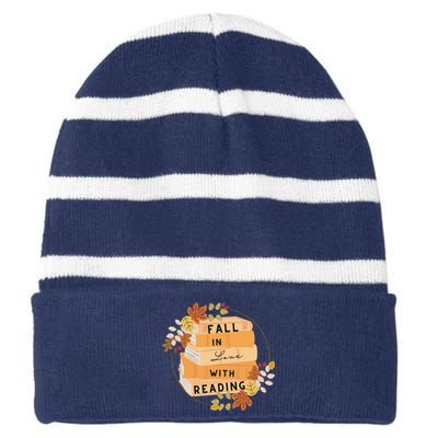 Fall In Love With Reading Book Lover Striped Beanie with Solid Band