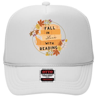 Fall In Love With Reading Book Lover High Crown Mesh Back Trucker Hat