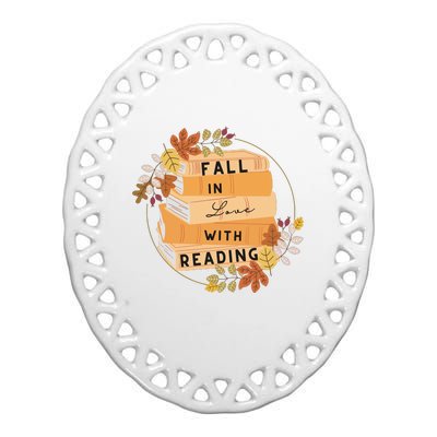 Fall In Love With Reading Book Lover Ceramic Oval Ornament