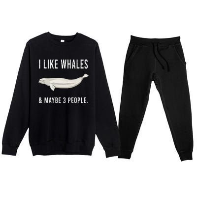 Funny I Like Beluga Whale And Maybe 3 People Premium Crewneck Sweatsuit Set