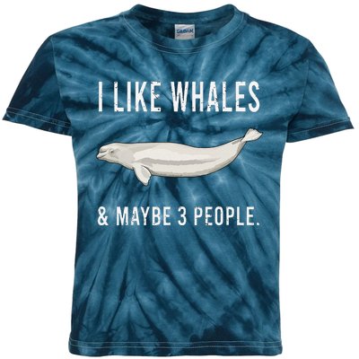 Funny I Like Beluga Whale And Maybe 3 People Kids Tie-Dye T-Shirt