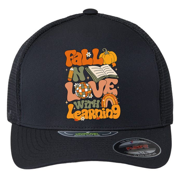 Fall In Love With Learning Autum Thanksgiving Gift Flexfit Unipanel Trucker Cap