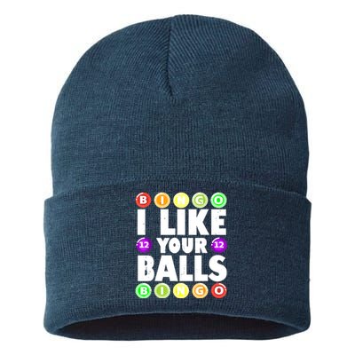 Funny I Like Your Balls Bingo Gambling Women Mothers Day Sustainable Knit Beanie