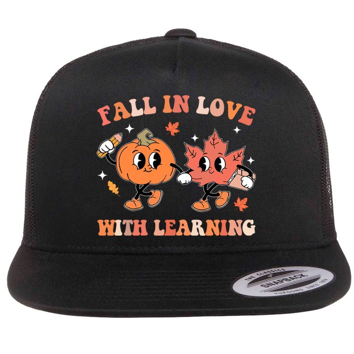 Fall In Love With Learning Autumn Cute Flat Bill Trucker Hat