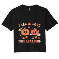 Fall In Love With Learning Autumn Cute Women's Crop Top Tee