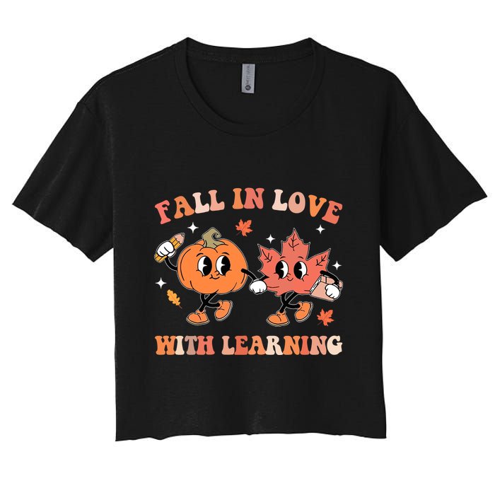 Fall In Love With Learning Autumn Cute Women's Crop Top Tee