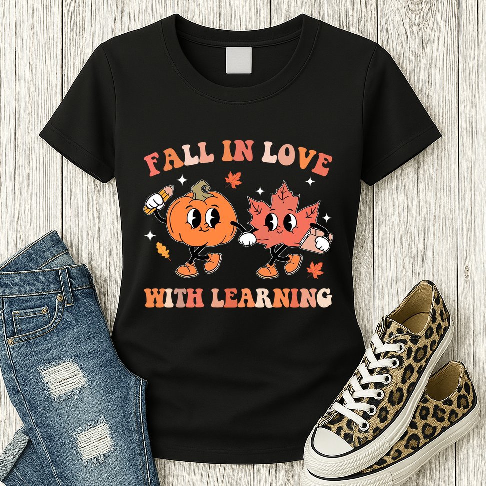 Fall In Love With Learning Autumn Cute Womens T-Shirt