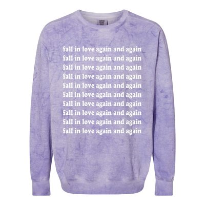 Fall In Love Again And Again Colorblast Crewneck Sweatshirt