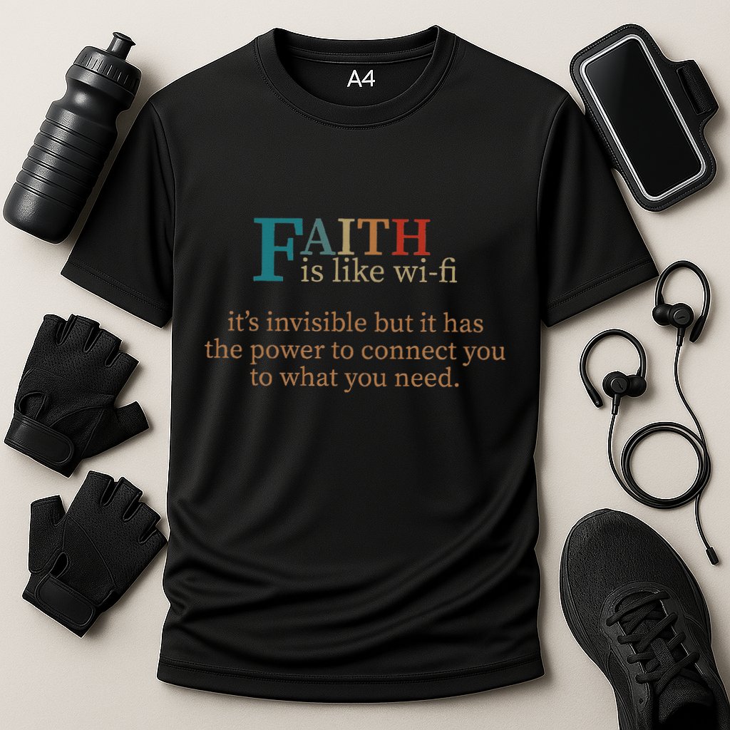Faith Is Like Wifi Funny Religious Christian Bible & Jesus Cooling Performance Crew T-Shirt