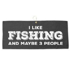 Funny I Like Hunting Fishing Maybe 3 People Distressed Retro Large Microfiber Waffle Golf Towel