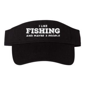 Funny I Like Hunting Fishing Maybe 3 People Distressed Retro Valucap Bio-Washed Visor