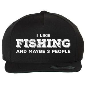 Funny I Like Hunting Fishing Maybe 3 People Distressed Retro Wool Snapback Cap