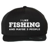 Funny I Like Hunting Fishing Maybe 3 People Distressed Retro Wool Snapback Cap