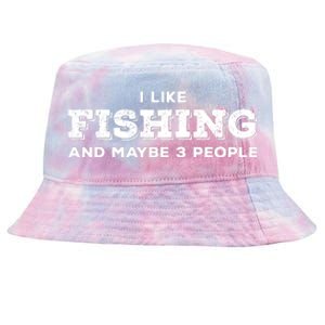 Funny I Like Hunting Fishing Maybe 3 People Distressed Retro Tie-Dyed Bucket Hat