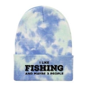 Funny I Like Hunting Fishing Maybe 3 People Distressed Retro Tie Dye 12in Knit Beanie