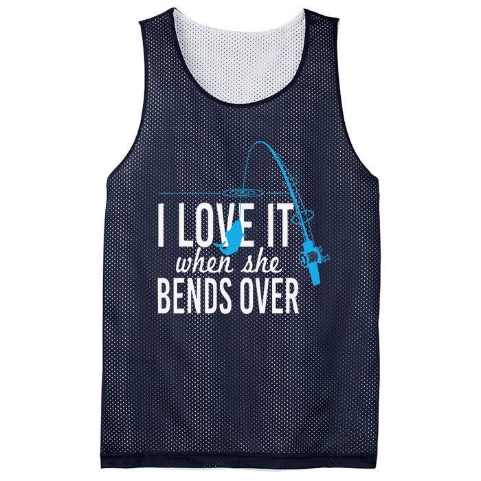 Funny I Love It When She Bends Over Fishing Pole Mesh Reversible Basketball Jersey Tank