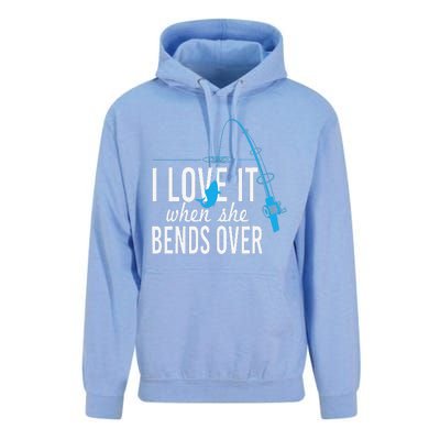 Funny I Love It When She Bends Over Fishing Pole Unisex Surf Hoodie