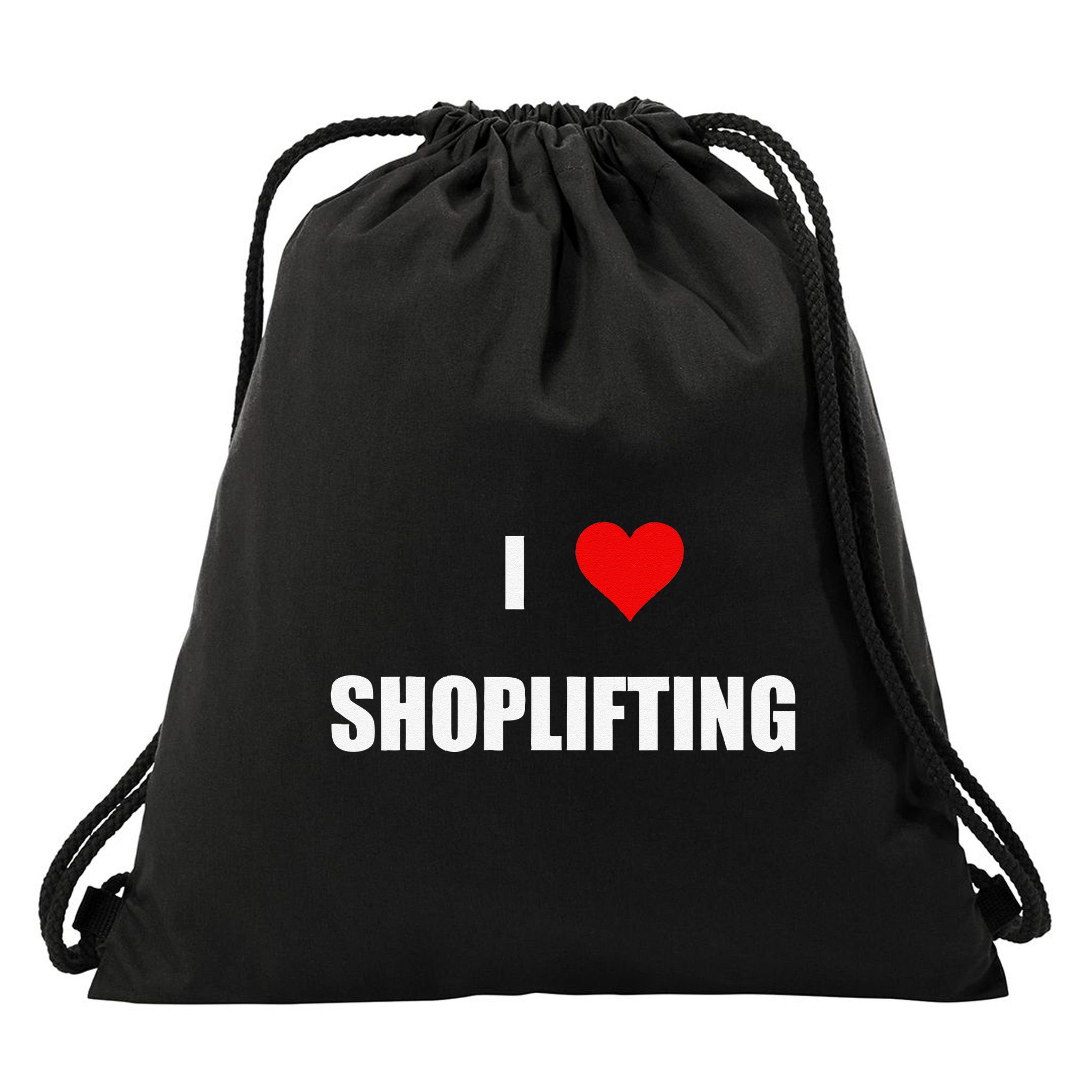 Funny I Love Shoplifting Drawstring Bag